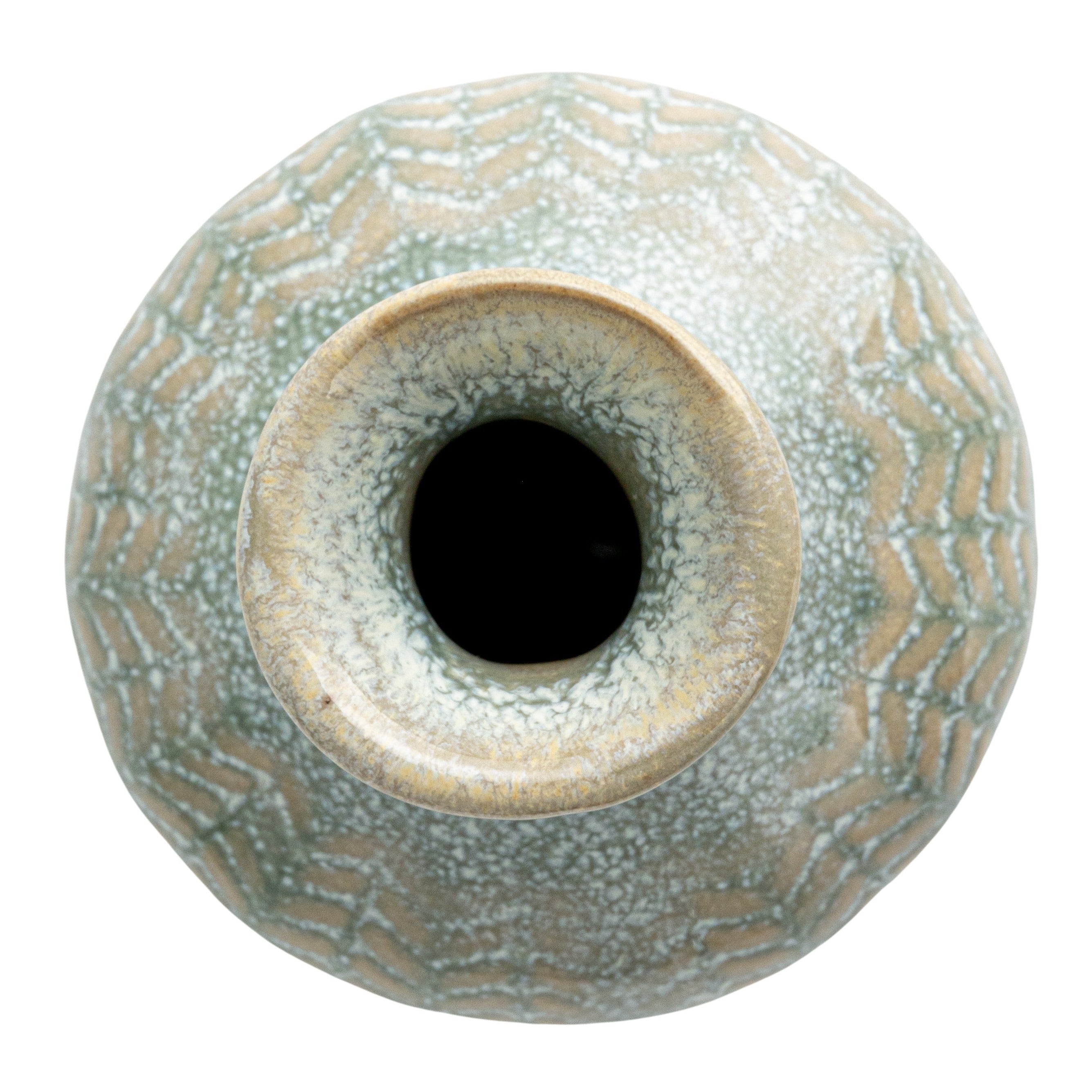 Grey Embossed Stoneware Vases with Reactive Glaze (Set of 3 Sizes)